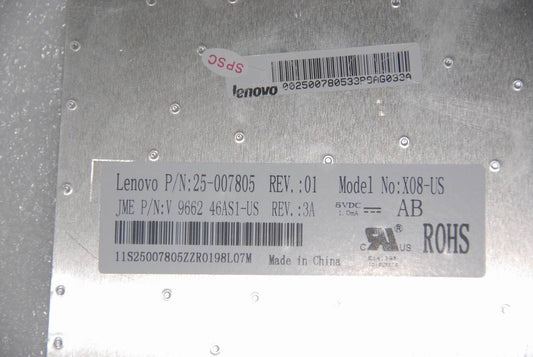 Lenovo JME 84Key A4S W/O Camera ORG KBD(X08) US English Keyboard 25007805