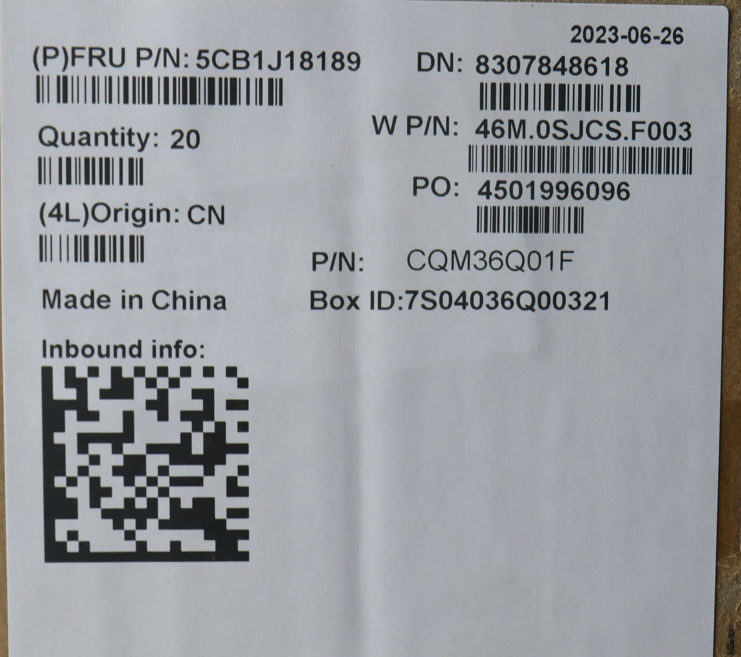 Lenovo FRU A COVER ASM RGB WL+WW Talos2.0 5CB1J18189