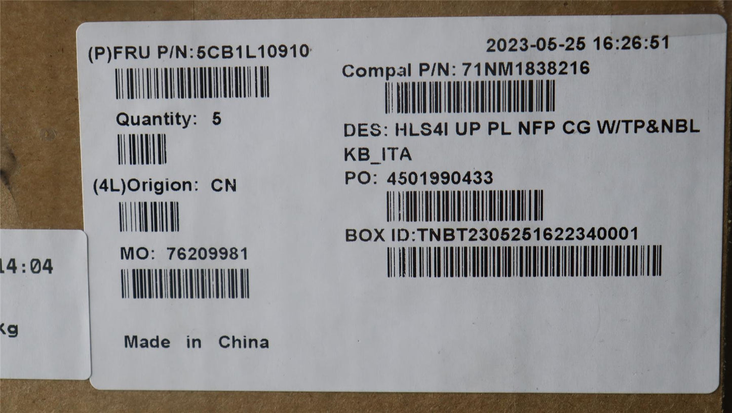 Lenovo UpperCase_ITA C82XD NFP CG NBL PL 5CB1L10910
