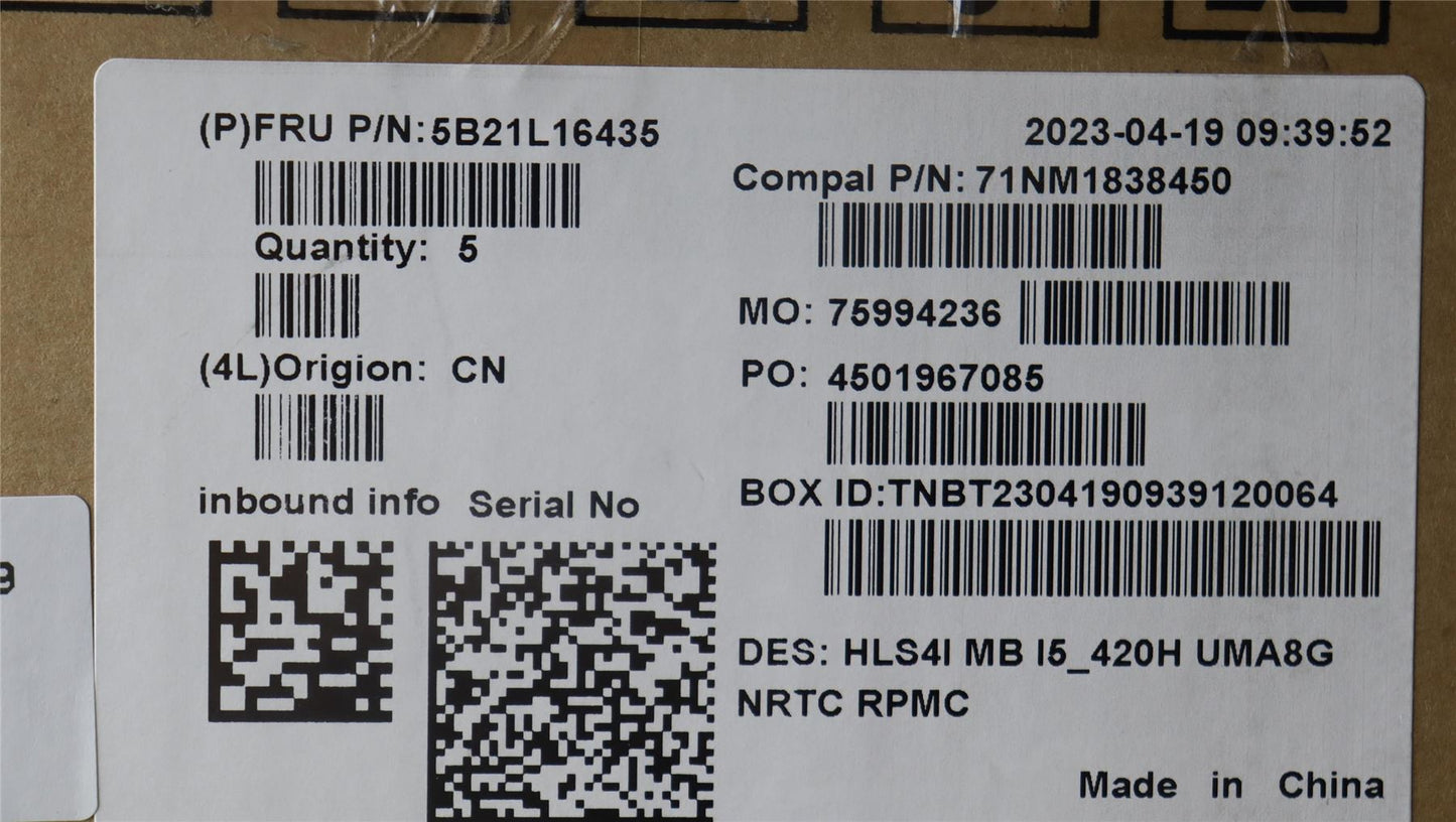 Lenovo IdeaPad 5 14IRL8 Motherboard Mainboard UMA INTELI513420H 8G 5B21L16435