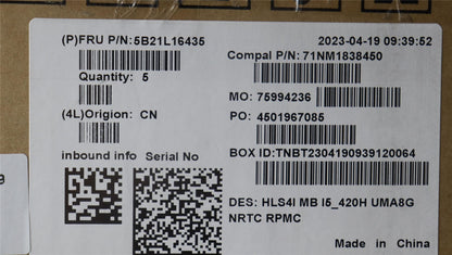 Lenovo IdeaPad 5 14IRL8 Motherboard Mainboard UMA INTELI513420H 8G 5B21L16435
