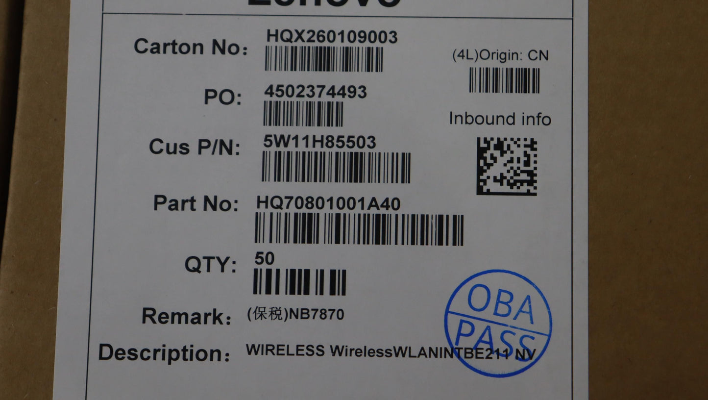 Lenovo WIRELESS Wireless,WLAN,INT,BE211 NV WiFi WLAN Board 5W11H85503