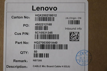 Lenovo Mic Board H 83JU Microphone Cable 5C10S31345