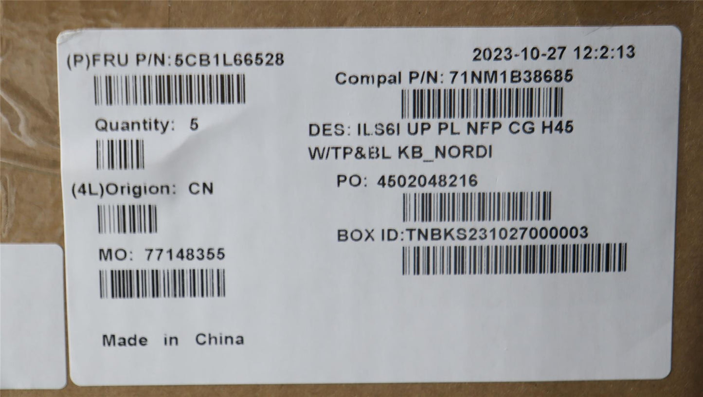 Lenovo IdeaPad 5 16IAH8 Palmrest Cover Touchpad Keyboard Nordic 5CB1L66528