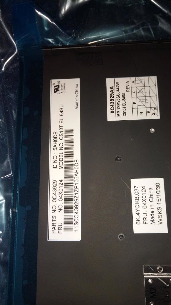 Lenovo CS13T, RU, CHY, Backlit Russian Keyboard 04X0124