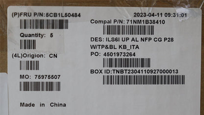 Lenovo IdeaPad 5 16IAH8 Palmrest Cover Touchpad Keyboard Italian 5CB1L50484