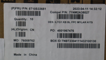Lenovo TAPE KB BL WH FPC mylar C 82Y3 10pcs 5T10S33651