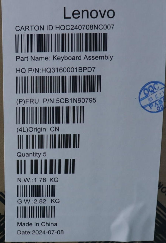 Lenovo Upper Case ASM POR H 83E3 LG PST 5CB1N90795
