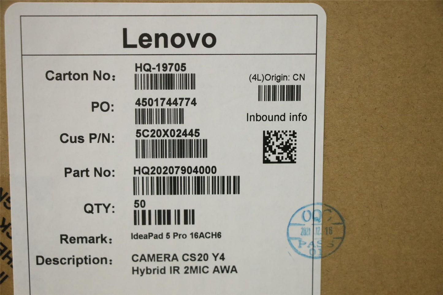 Lenovo Pro 5-16ACH6 5 Pro-14ITL6 Webcam Web Cam Camera Cam 5C20X02445