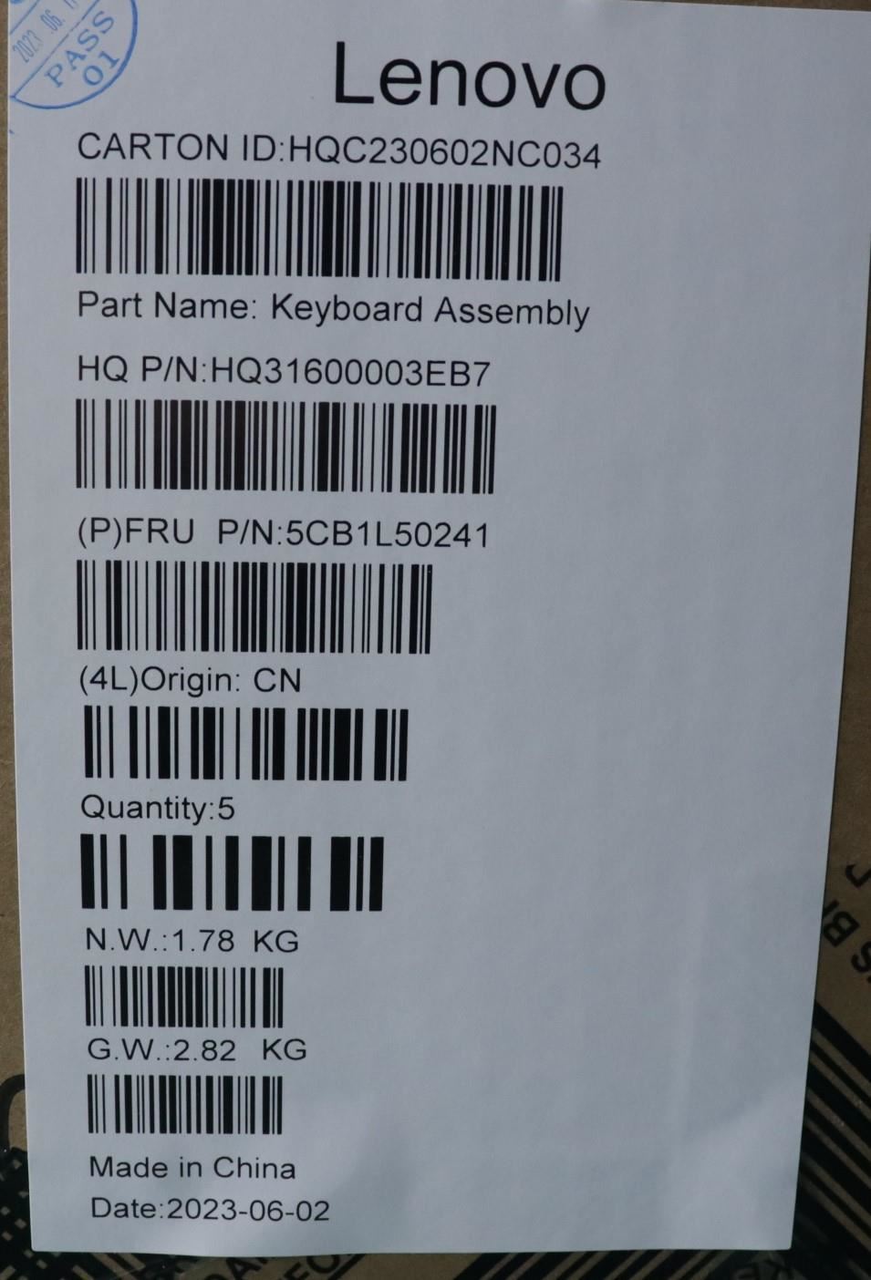 Lenovo Yoga 7 14ARP8 Palmrest Cover Touchpad Keyboard Belgian 5CB1L50241