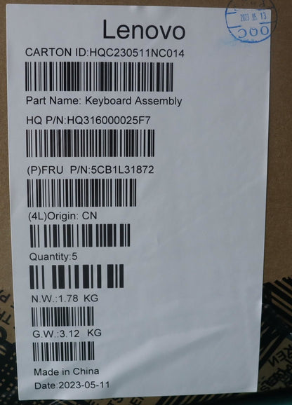 Lenovo Upper Case ASM_ITA H 82YN NFP STGY 5CB1L31872