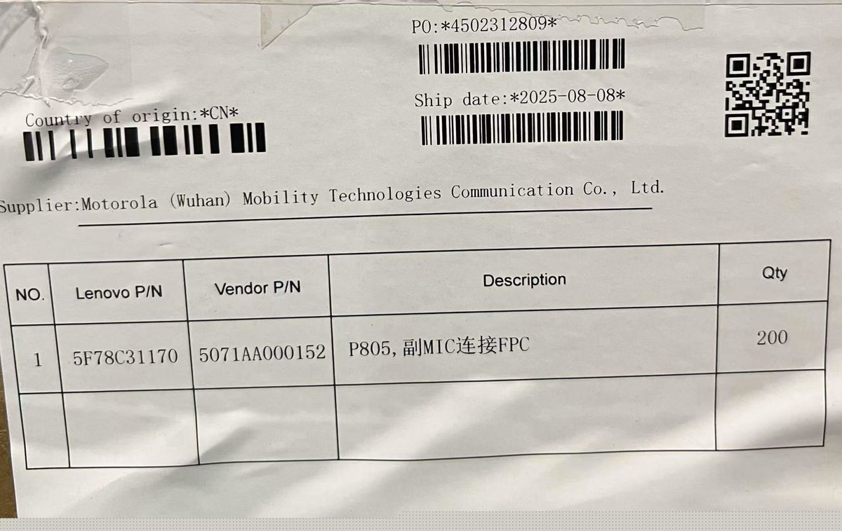 Lenovo TB710FU S_MIC FPC&*5071AA000152 CS Microphone FPC Board 5F78C31170