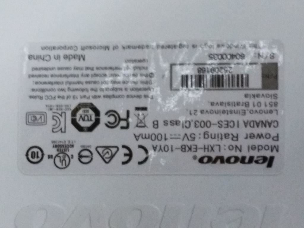 Lenovo Sunrex EKB-10YA (JP) W-Silk USB KB-LVT8 Japanese Keyboard 25209168