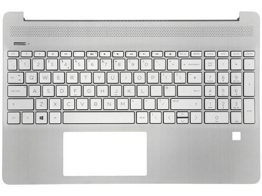 Genuine HP 15S-FQ 15S-EQ Palmrest Cover Keyboard UK Silver L63578-031