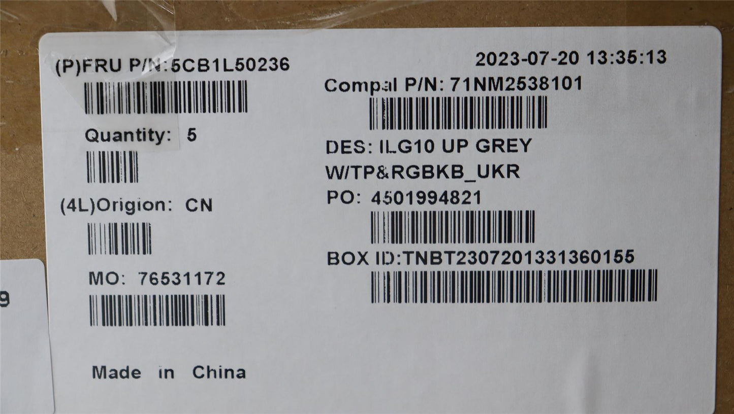 Lenovo Upper Case ASM_UKR C 82XV RGB 5CB1L50236