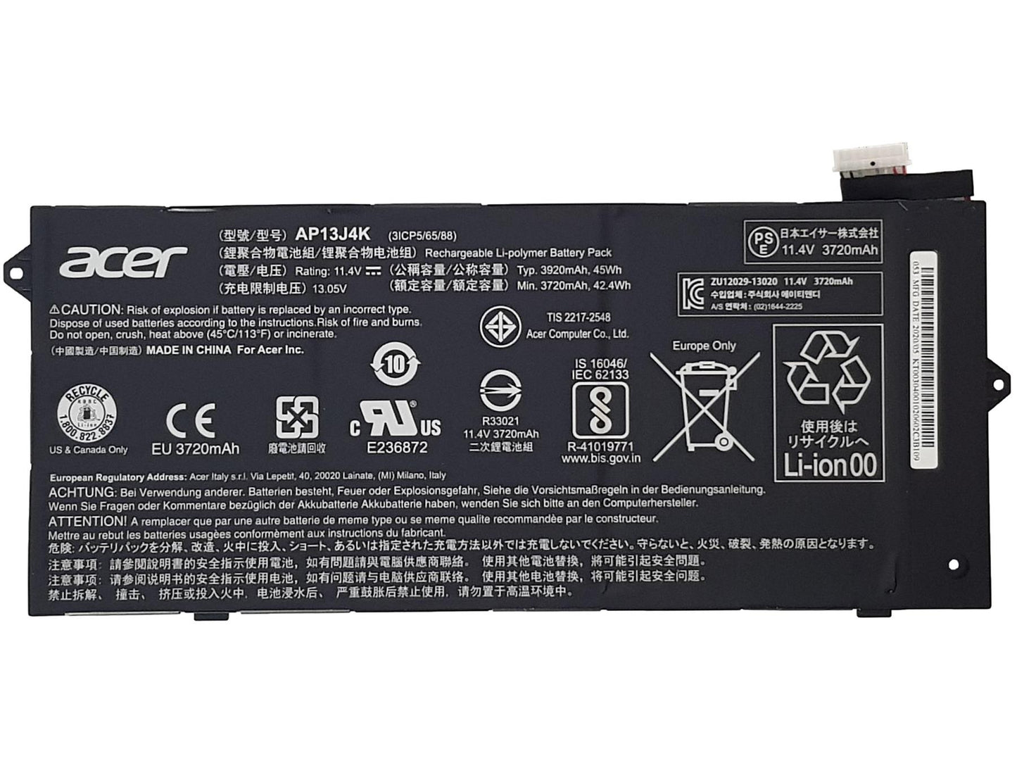 Acer C720 C720P C740 CB3-431 CP5-471 Battery Power Supply 3920mAh KT.00304.001