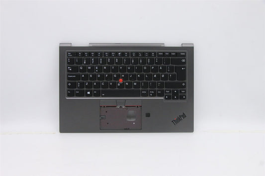 Lenovo Yoga X1 5th Keyboard Palmrest Top Cover Danish Grey Backlit 5M10Z37152