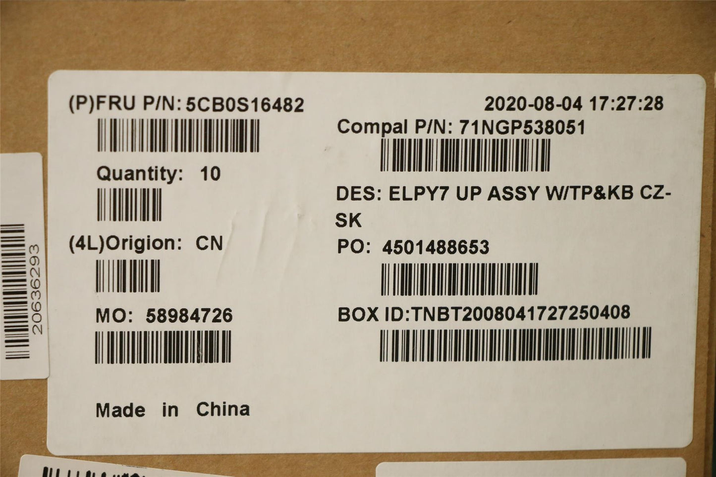 Lenovo UpperCase C 81HH BKW/KBTPBL CZ-SK 5CB0S16482