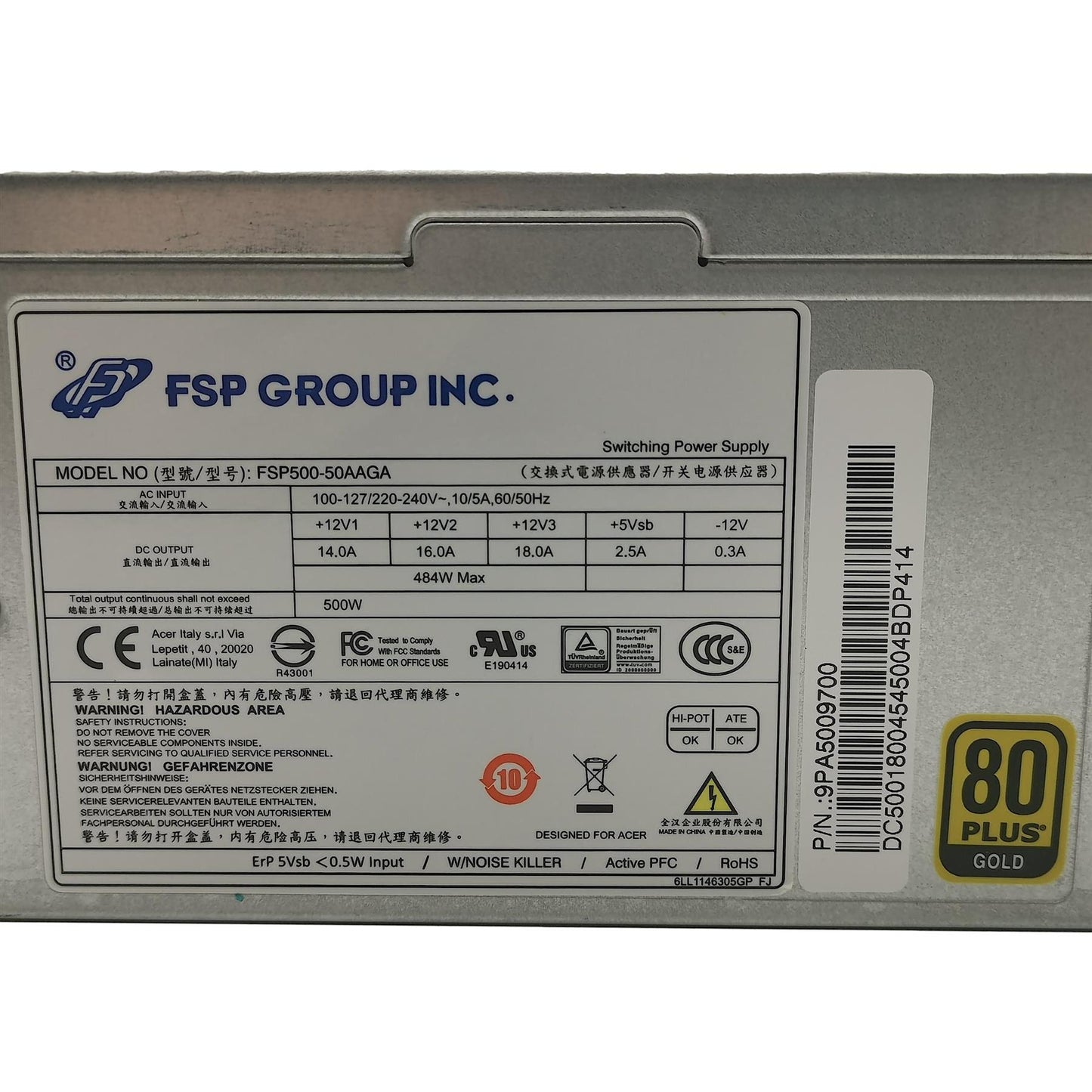 Acer Aspire AG3-605 AG3-605 ATC-603 Power Supply PSU Power DC.50018.001