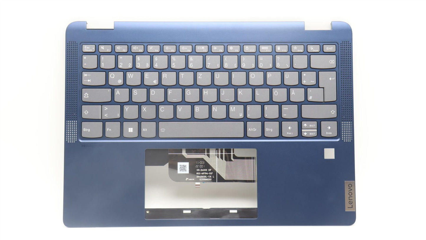 Lenovo IdeaPad 5 14ABR8 Keyboard Palmrest Top Cover German Abyss Blue 5CB1K20728