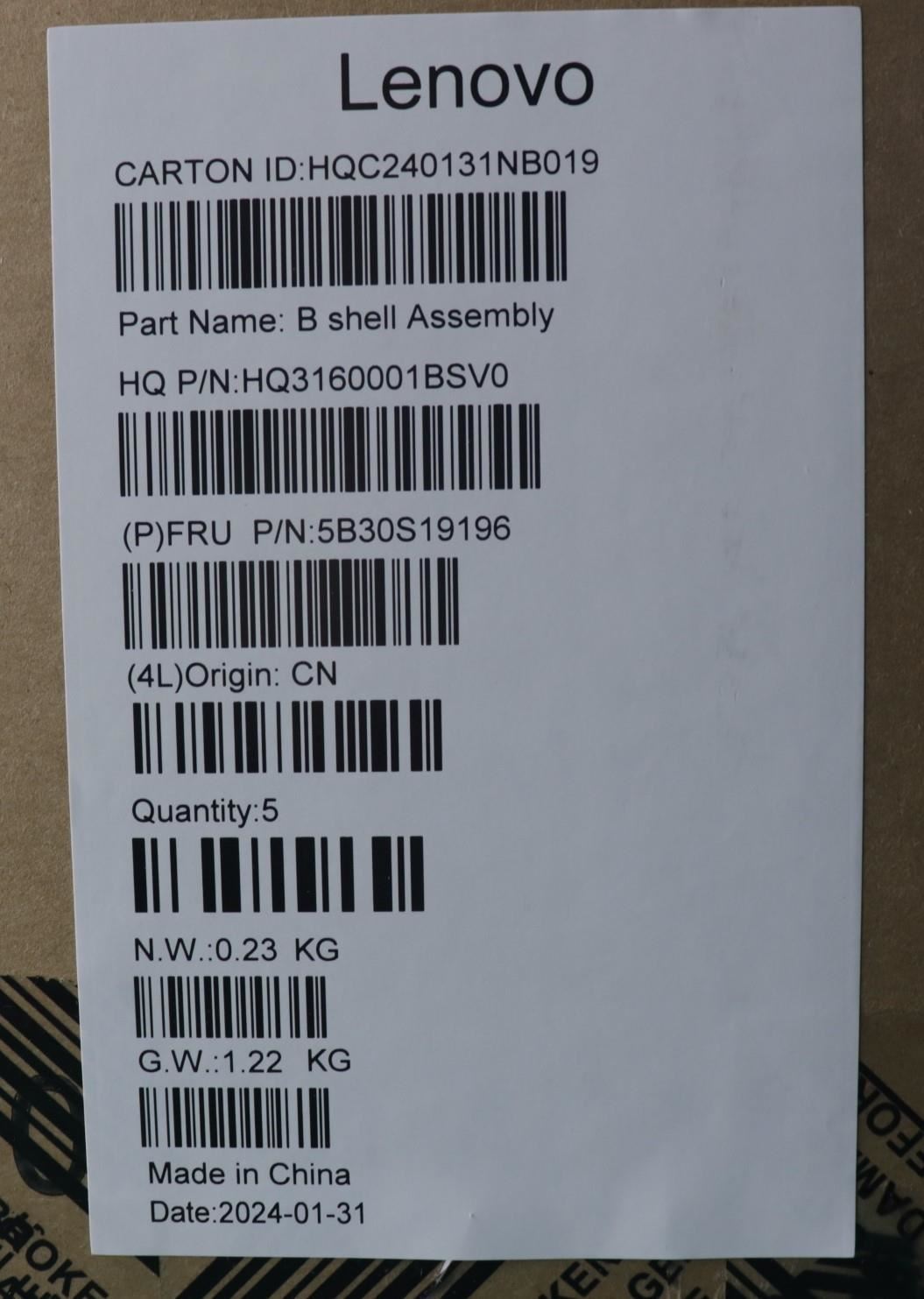 Lenovo bezel H 83D2 w/lens_LCD 5B30S19196