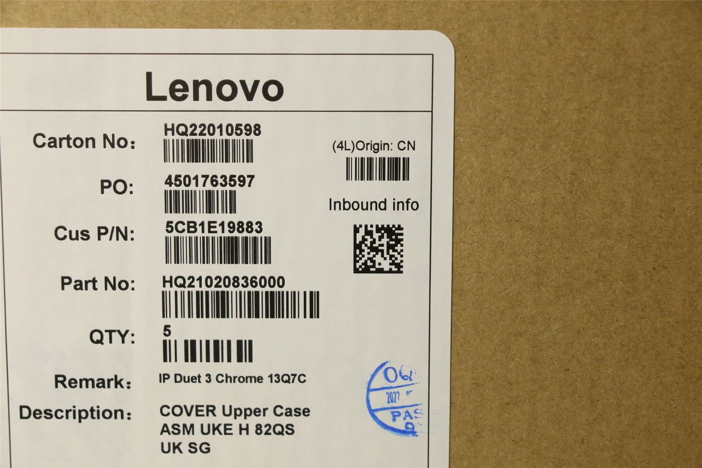 Lenovo Upper Case ASM UKE H 82QS UK SG 5CB1E19883