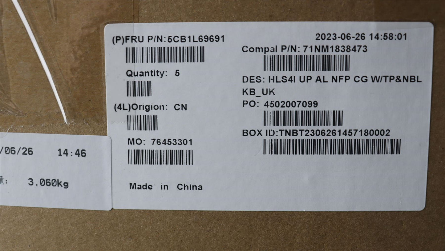 Lenovo UpperCase_UKE C82XD NFP CG NBL AL 5CB1L69691