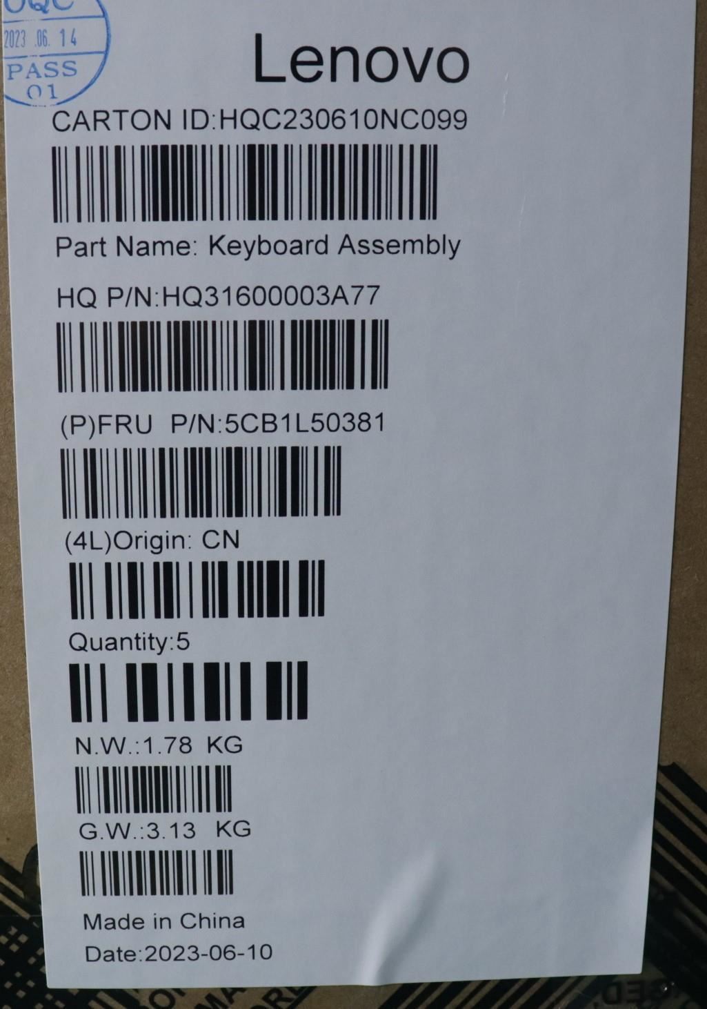 Lenovo Upper Case ASM_GER H 83BS FP ARGY 5CB1L50381