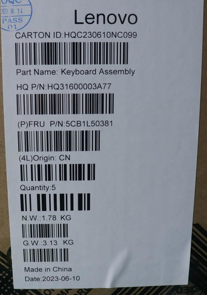 Lenovo Upper Case ASM_GER H 83BS FP ARGY 5CB1L50381