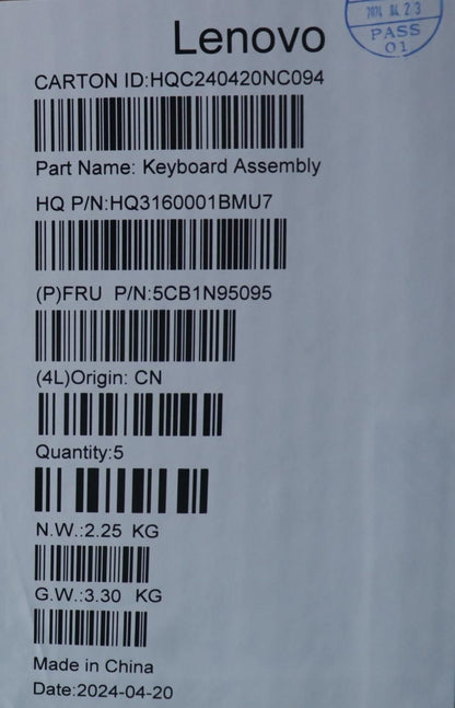 Lenovo Upper Case ASM UKE H 83DS FP CB 5CB1N95095