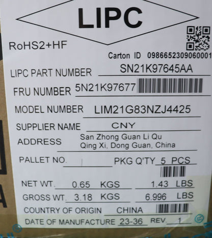 Lenovo Internal, Māori, BackLight, US English Keyboard 5N21K97681
