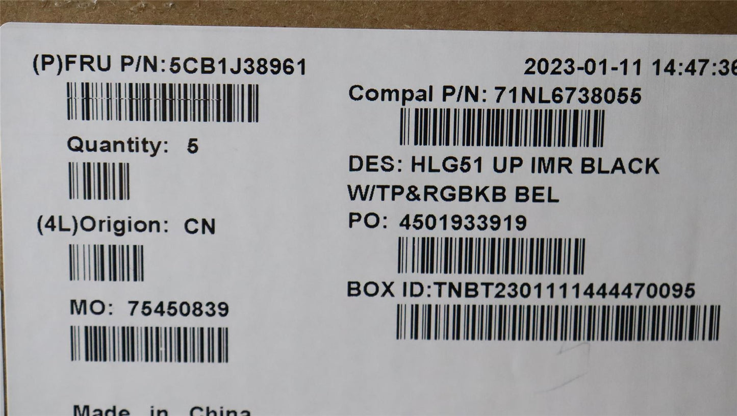 Lenovo UpperCase ASM_BEL C82SCRGB BLA 5CB1J38961