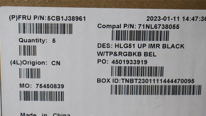 Lenovo UpperCase ASM_BEL C82SCRGB BLA 5CB1J38961