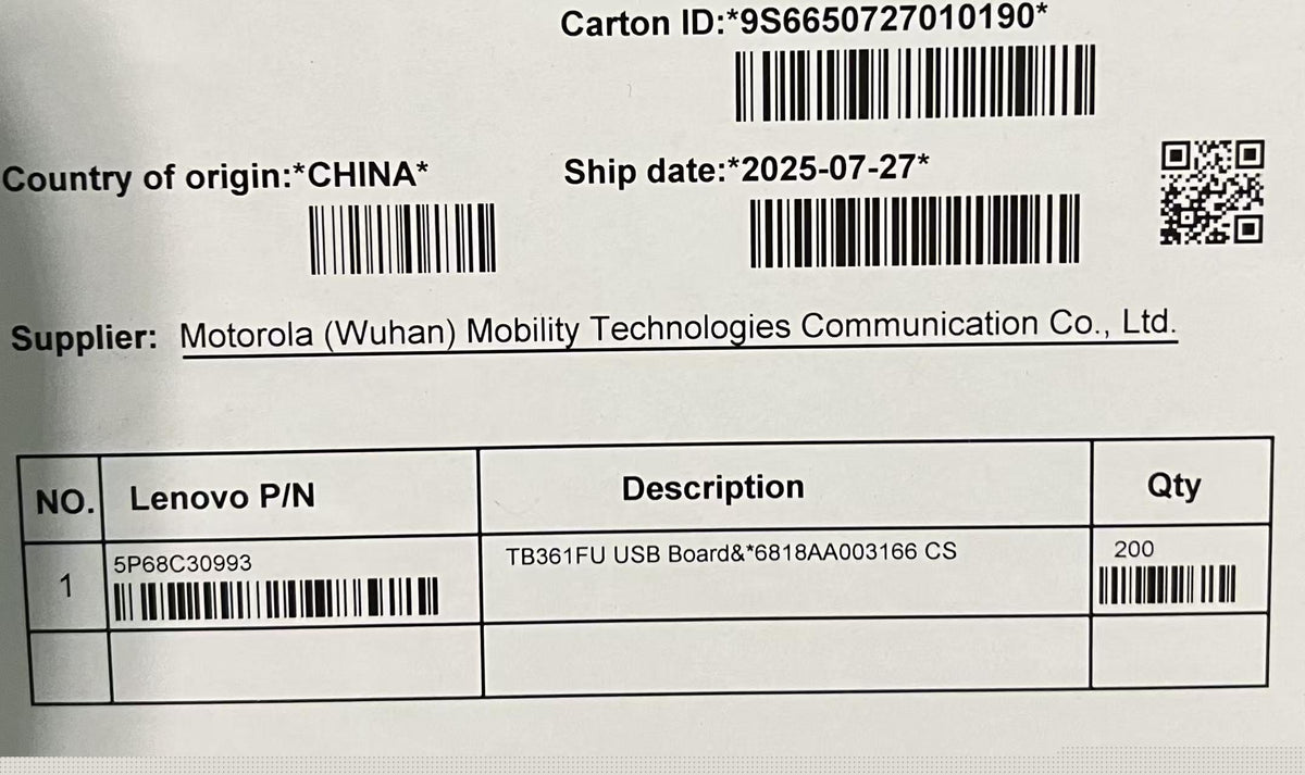 Lenovo TB361FU Board&*6818AA003166 CS USB Board 5P68C30993