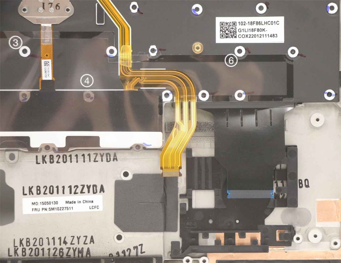 Lenovo Carbon X1 8. Tastatur-Handballenauflage, obere Abdeckung, schwarze Hintergrundbeleuchtung, 5M10Z27511