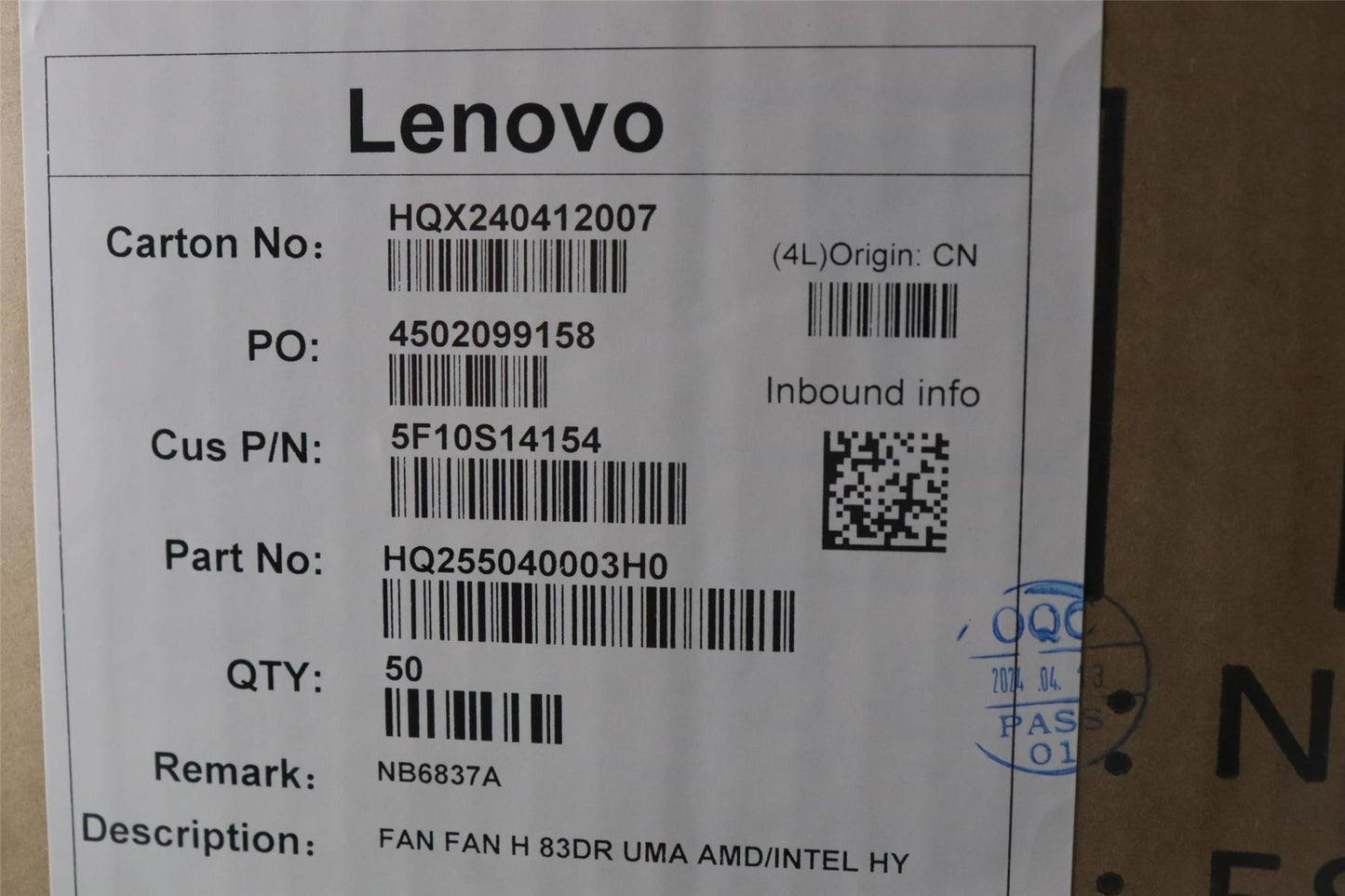 Lenovo FAN H 83DR UMA AMD/INTEL HY 5F10S14154