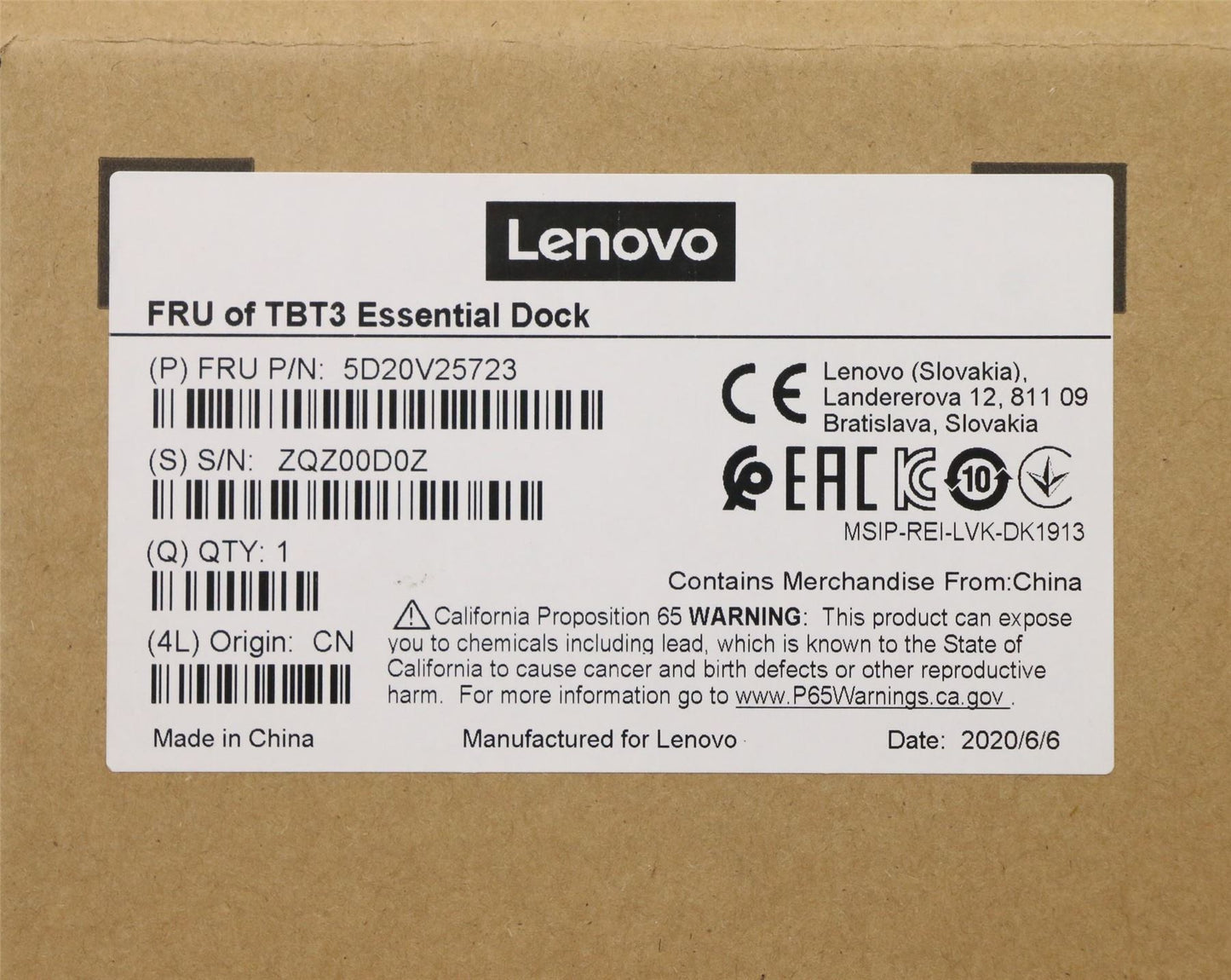 Lenovo Thunderbolt 3 Essential Dock Docking Station Black 5D20V25723