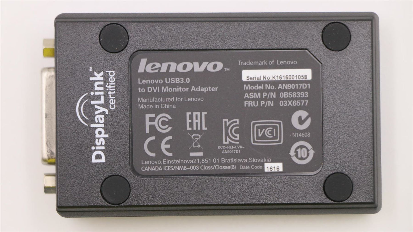 Lenovo FRU PN for USB3.0 to DVI-I Adapter 03X6577