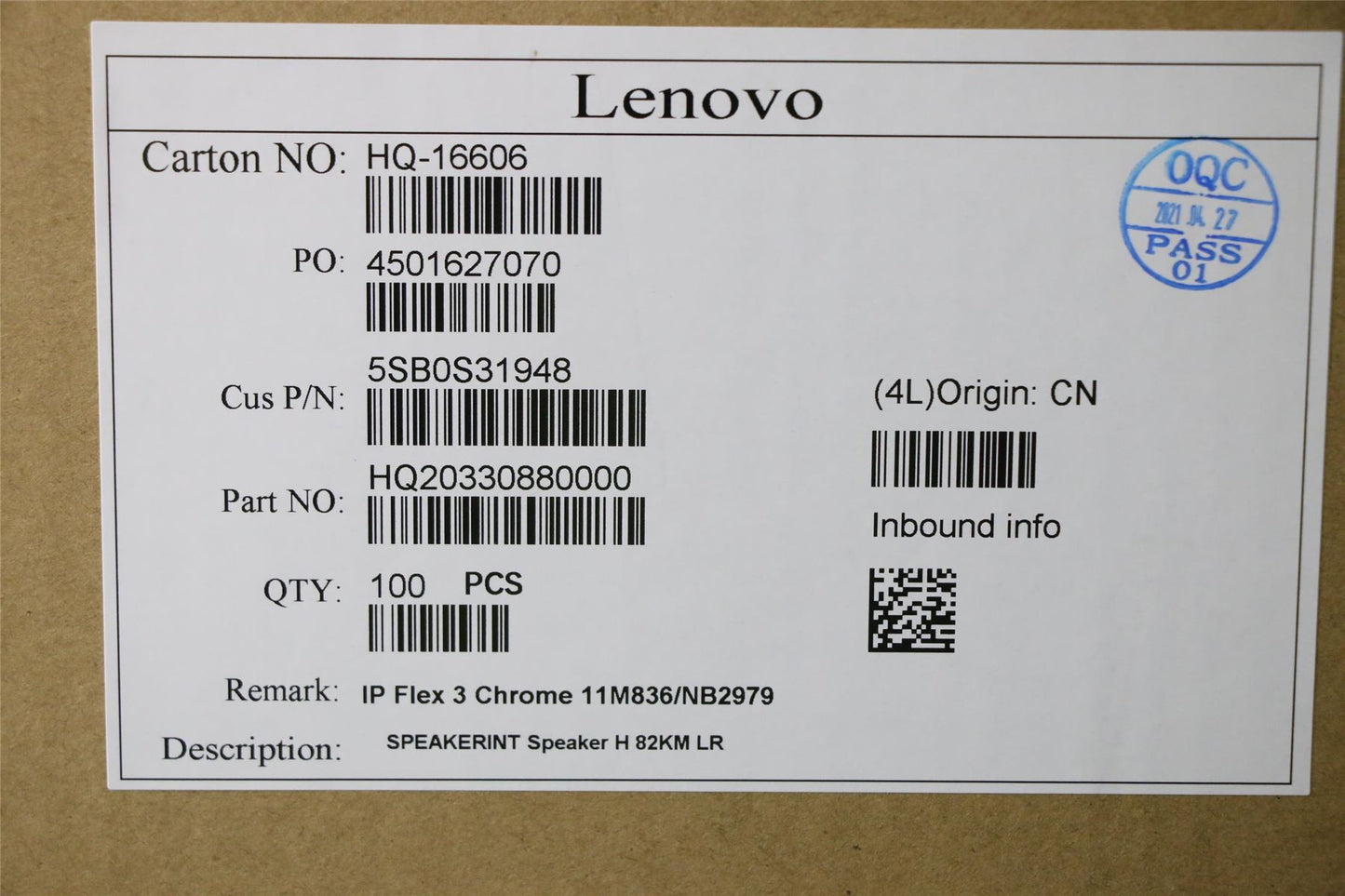 Lenovo Flex 3 11M836 Speaker Speakers 5SB0S31948