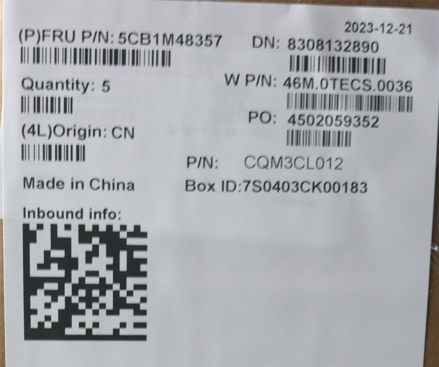 Lenovo COVER Upper Case ASM_BEL W21KJ AGNBL 5CB1M48357