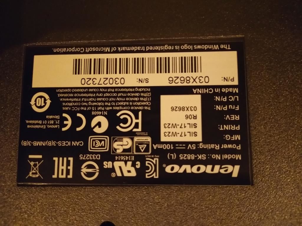 Lenovo Thailand Keyboard 03X8626