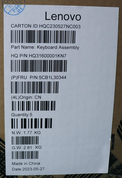 Lenovo Slim IP 3 14M868 Palmrest Cover Touchpad Keyboard Belgian Grey 5CB1L30344