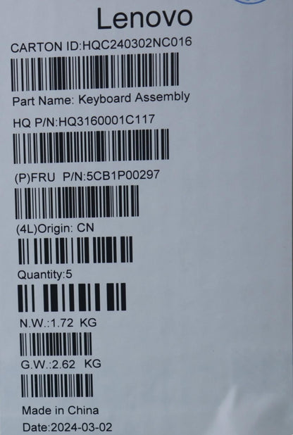 Lenovo UpperCaseASM UKE H83DJ NFP TT 5CB1P00297