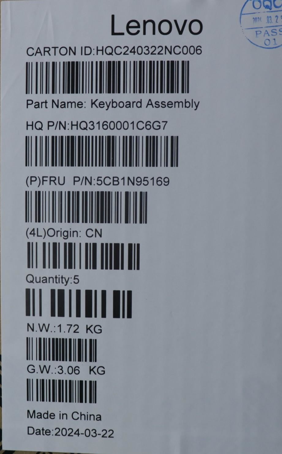 Lenovo UpperCaseASM GER H83DL NFP SG 5CB1N95169