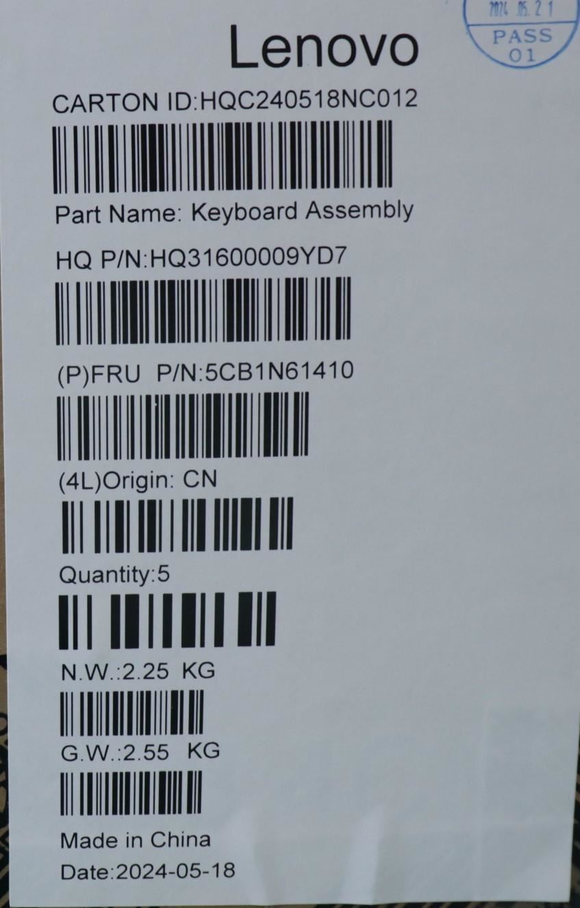 Lenovo UpperCase ASM_EURO ENG H83DR CB GY 5CB1N61410