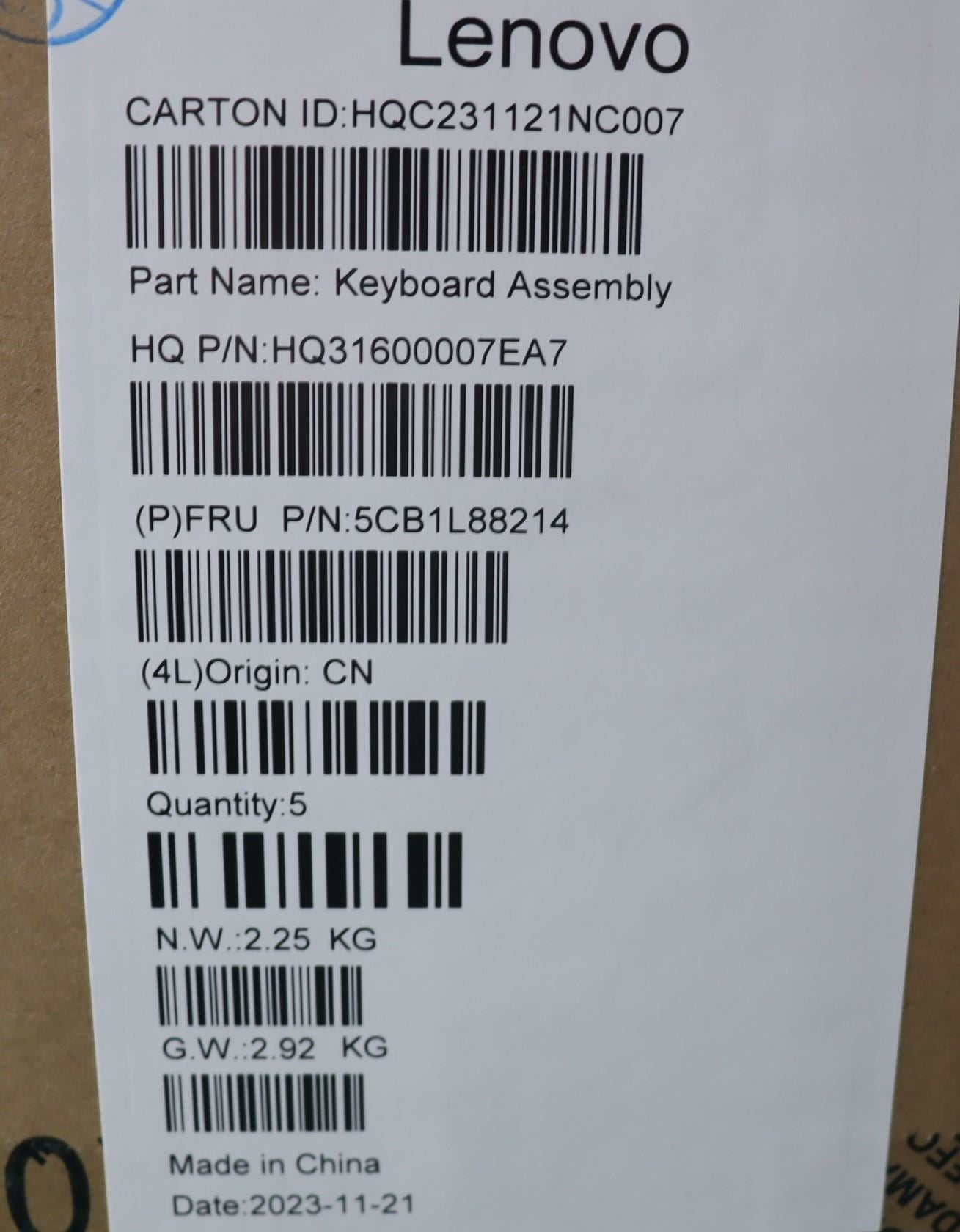 Lenovo COVER Upper Case ASM_NORDIC_H83E0_FPMIGY 5CB1L88214