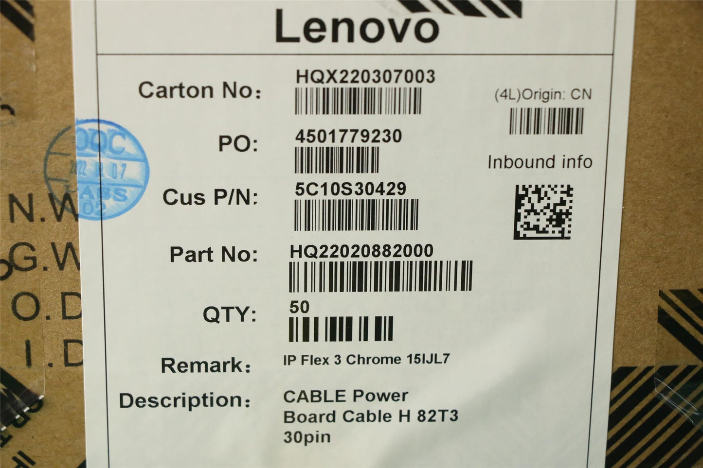 Lenovo Power Board Cable H 82T3 30pin 5C10S30429