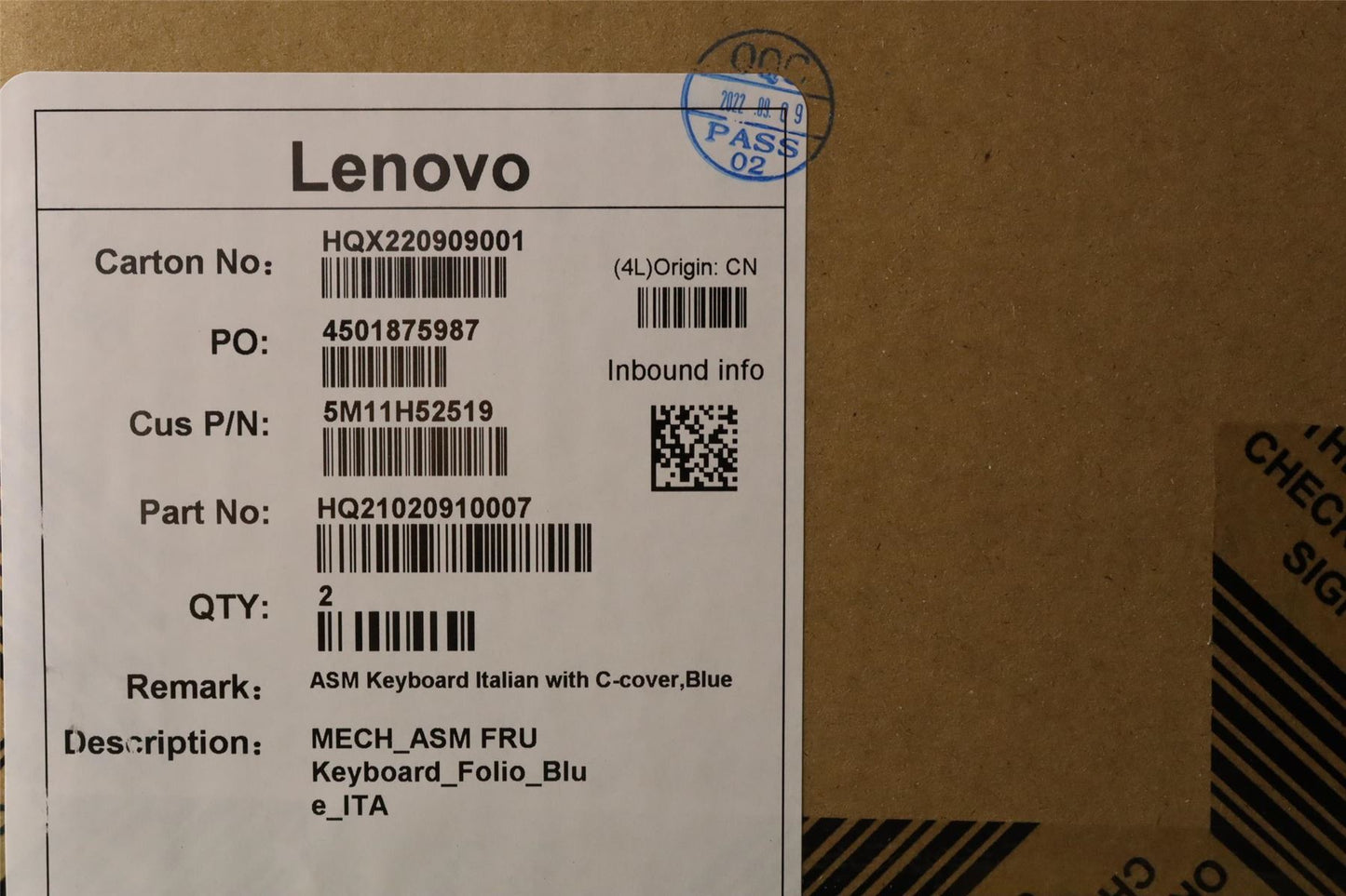 Lenovo 10w Dock Keyboard Folio Case Italian Blue 5M11H52519