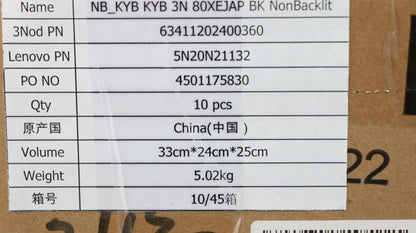 Lenovo KYB 3N 80XEJAP BK NonBacklit Keyboard 5N20N21132