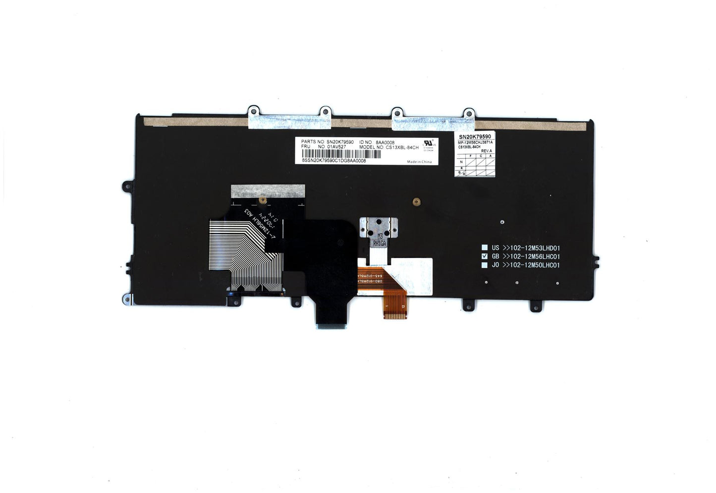 Lenovo ThinkPad X260 Keyboard Swiss Black Backlit 01AV527